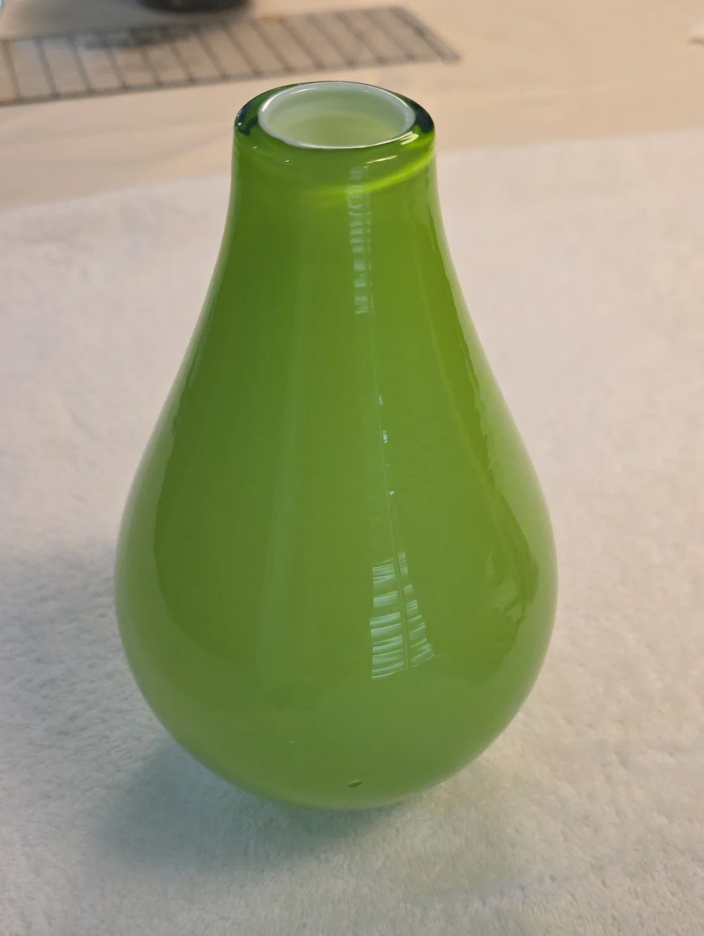 Glossy Lime Green Glass Bud Vase